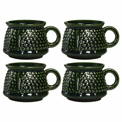 Caffeine Ceramic Handmade Green Bubble Tea Cups set of 4 - Caffeine Premium Stoneware