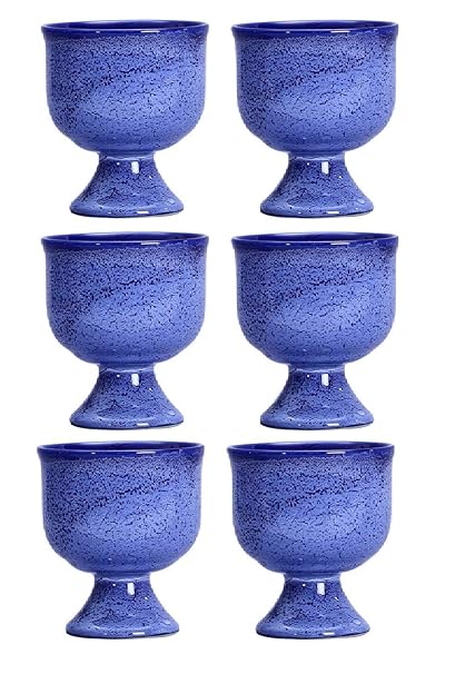 Caffeine Ceramic Handmade  blue Icecream Cup (Set of 6) - Caffeine Premium Stoneware