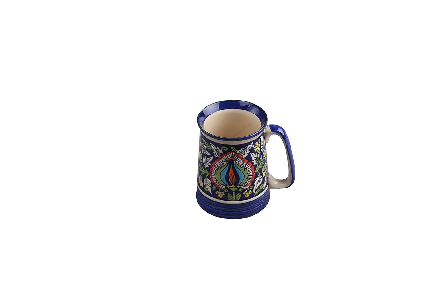 Caffeine Ceramic Handmade Blue Jaipuri Beer Mug (Set of 2) - Caffeine Premium Stoneware