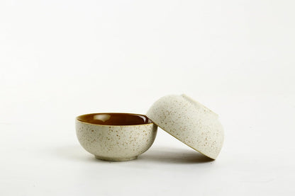 Caffeine Ceramic Handmade Cream and Mustard Dessert Bowl (Set of 2, 150 ml) - Caffeine Premium Stoneware