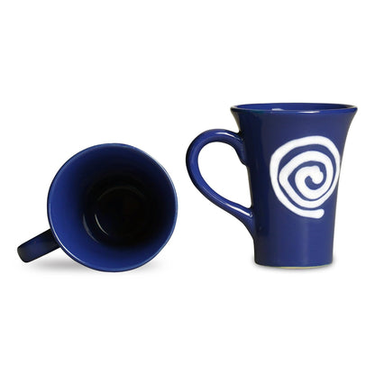 Caffeine Ceramic Handmade Blue & White Doodle Tea Cups Set of 2 - Caffeine Premium Stoneware