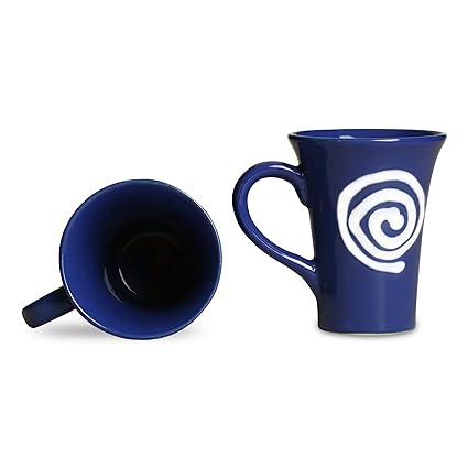 Caffeine Ceramic Handmade Blue & White Doodle Tea Cups (Set of 6) - Caffeine Premium Stoneware