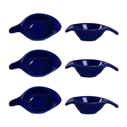 Caffeine Ceramic Stoneware Handmade Blue Glossy Diva Dip and Sauce (Set of 6, 40 ml) - Caffeine Premium Stoneware