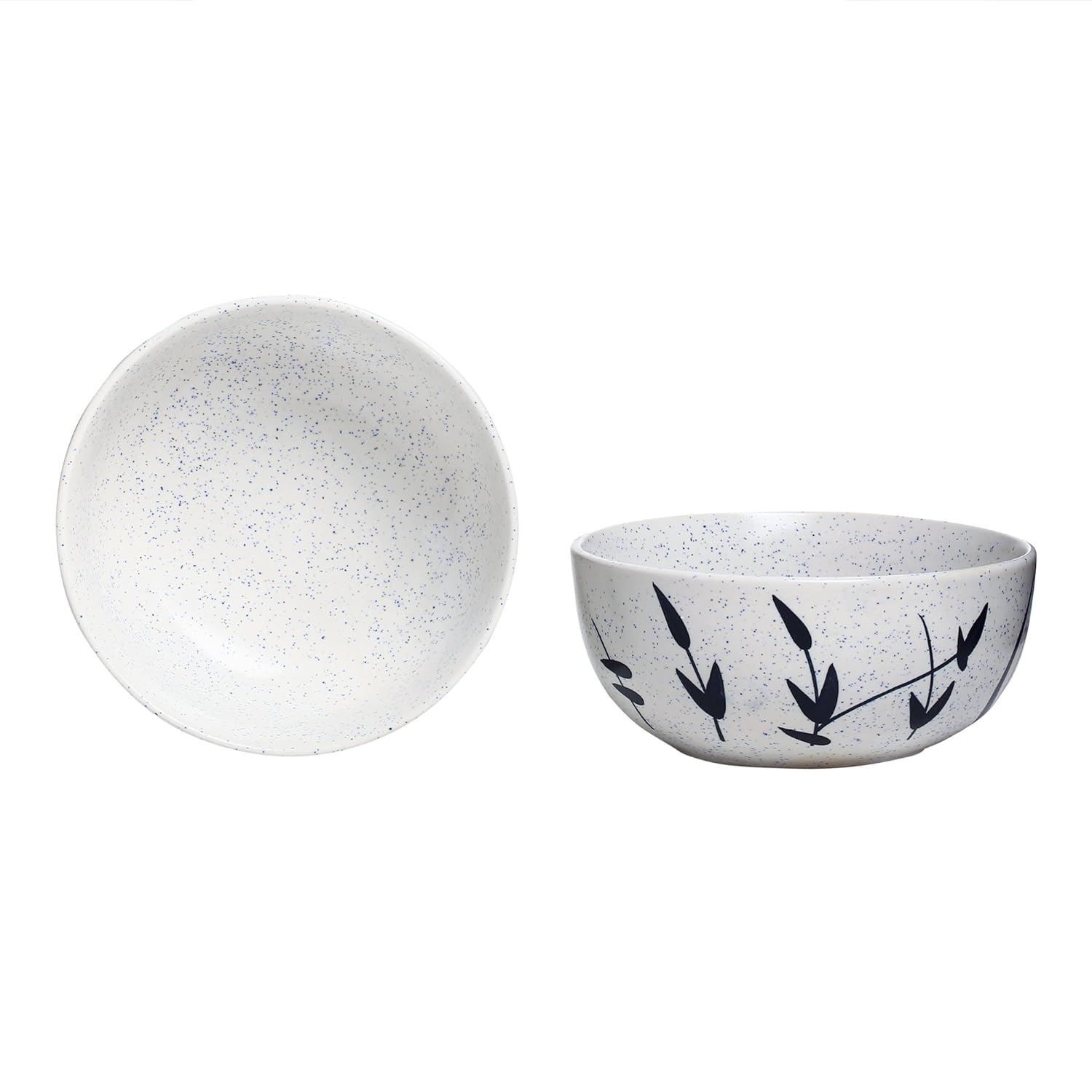 Caffeine Ceramic Handmade White Bamboo Soup Bowl with Spoon (Set of 2) - Caffeine Premium Stoneware