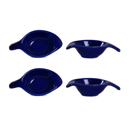 Caffeine Ceramic Stoneware Handmade Blue Glossy Dip and Sauce (Set of 4, 40 ml) - Caffeine Premium Stoneware