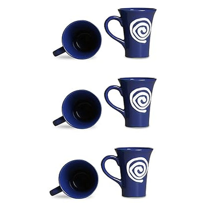 Caffeine Ceramic Handmade Blue & White Doodle Tea Cups (Set of 6) - Caffeine Premium Stoneware