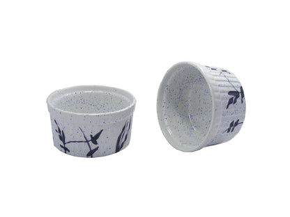 Caffeine Ceramic Handmade White Bamboo Ramekins Bowl (Set of 2) - Caffeine Premium Stoneware