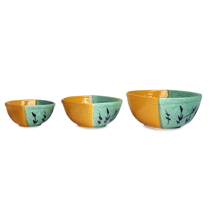 Caffeine Ceramic Handmade Multi Color Serving Bowl (Set of 3) - Caffeine Premium Stoneware