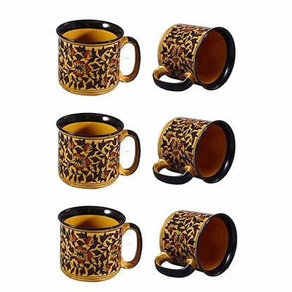 Caffeine Ceramic Handmade Brown sehra Maggie Mug (Set of 6) - Caffeine Premium Stoneware