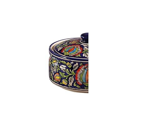 Caffeine Ceramic Handmade  Blue Jaipuri Serving Donga Casserole Large (set of 1)