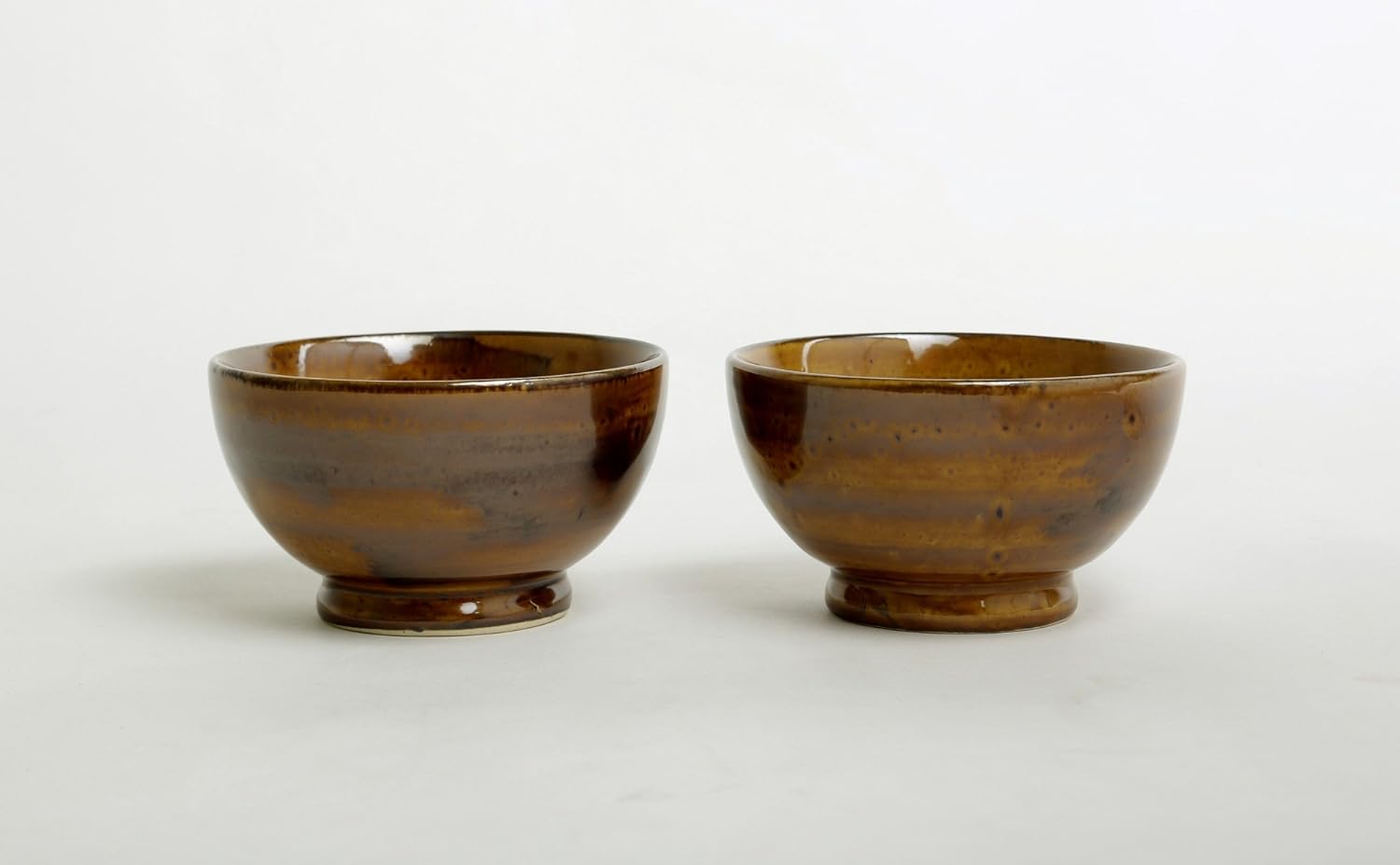 Caffeine Ceramic Handmade Brown Wooden Nut Serving Bowl (Set of 2) - Caffeine Premium Stoneware