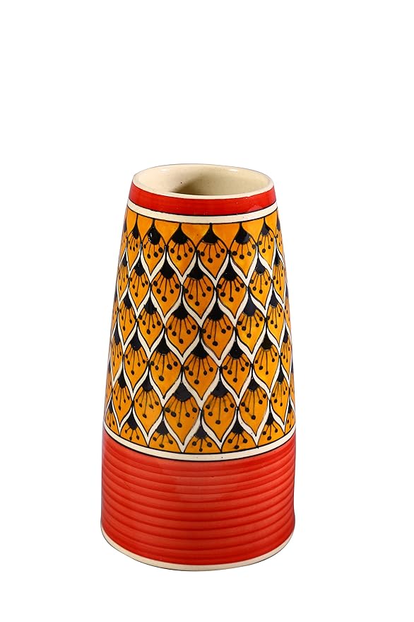 Caffeine Ceramic Handmade Orange Morocco Vase (1 Pc)