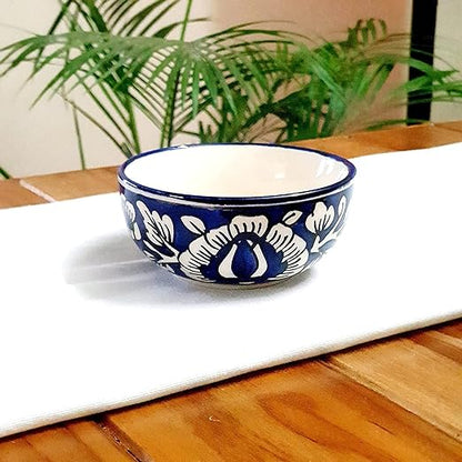 Caffeine Ceramic Handmade Blue Mughal Combo Dinner Set (Set of 3) - Caffeine Premium Stoneware