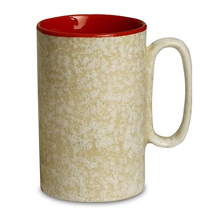 Caffeine Ceramic Handmade Stoneware  White & Red Milk Mug (Set of 2) - Caffeine Premium Stoneware