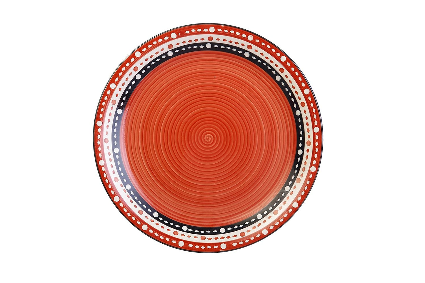 Caffeine Ceramic Handmade Red and Black Dotted Dinner Set (37 pieces - Microwave & Dishwasher Safe) - Caffeine Premium Stoneware