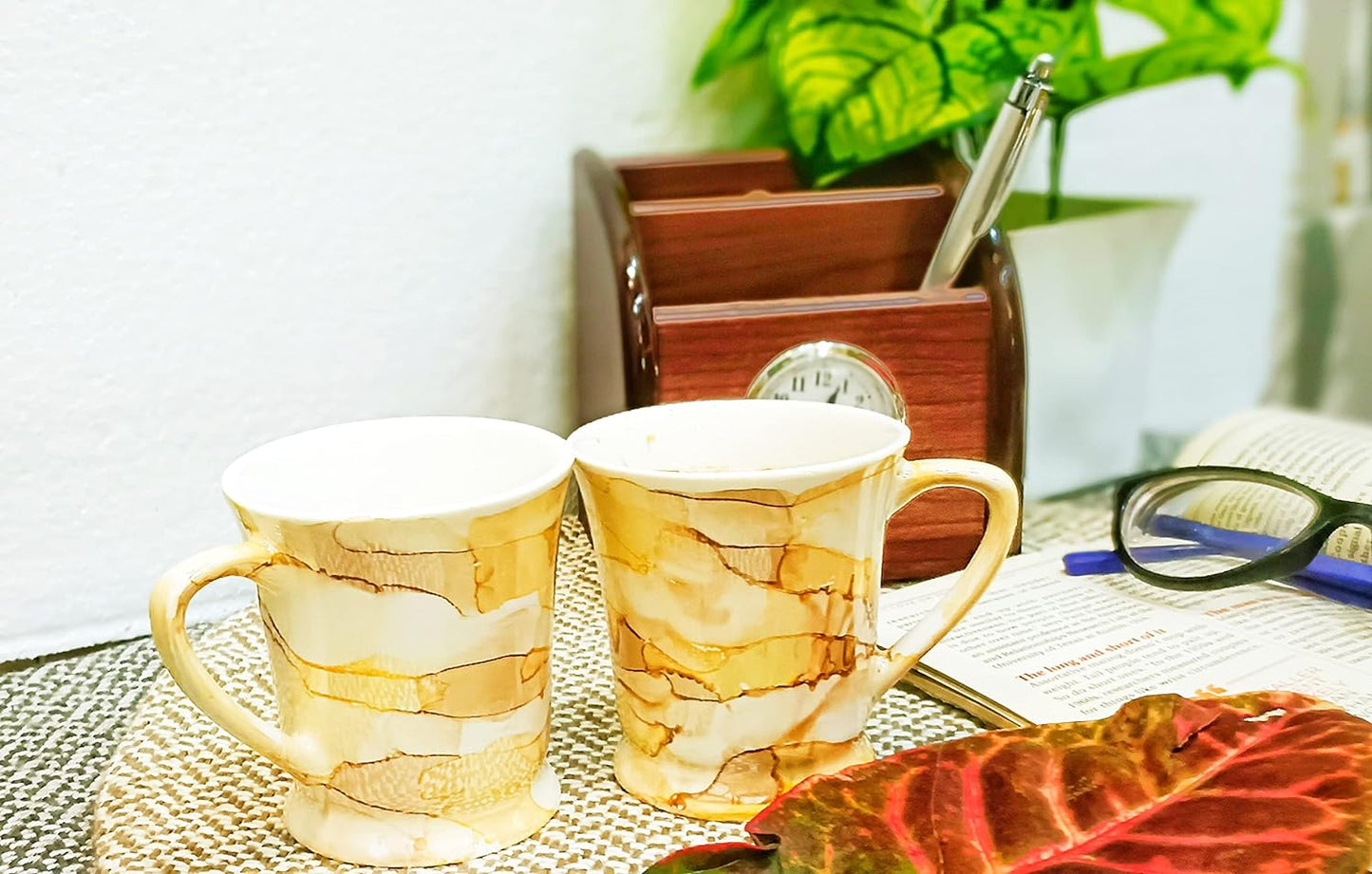 Caffeine Ceramic Handmade Yellow Tea Cup Set Set of 2 - Caffeine Premium Stoneware