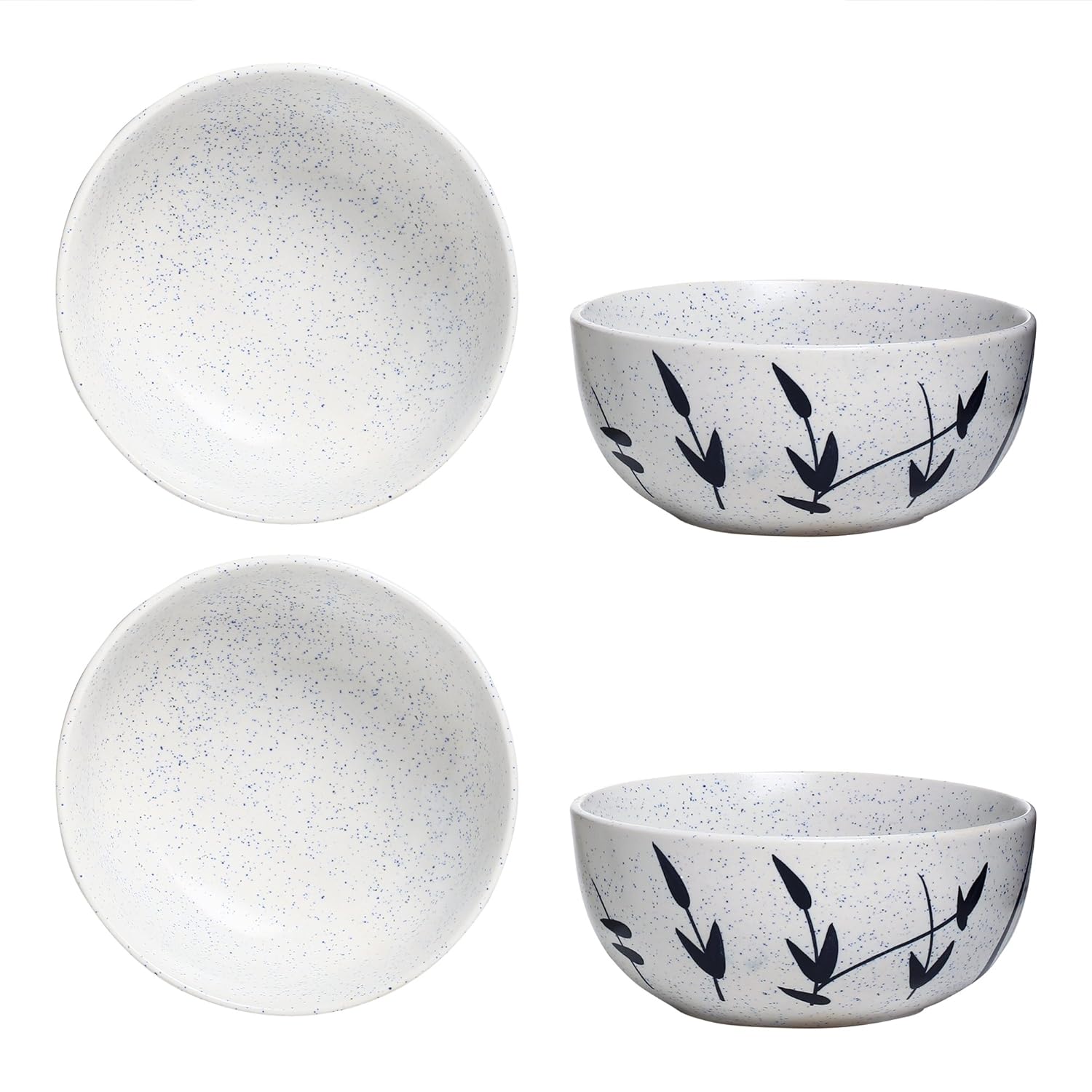 Caffeine Ceramic Handmade White Bamboo Soup Bowl  set of 4 - Caffeine Premium Stoneware