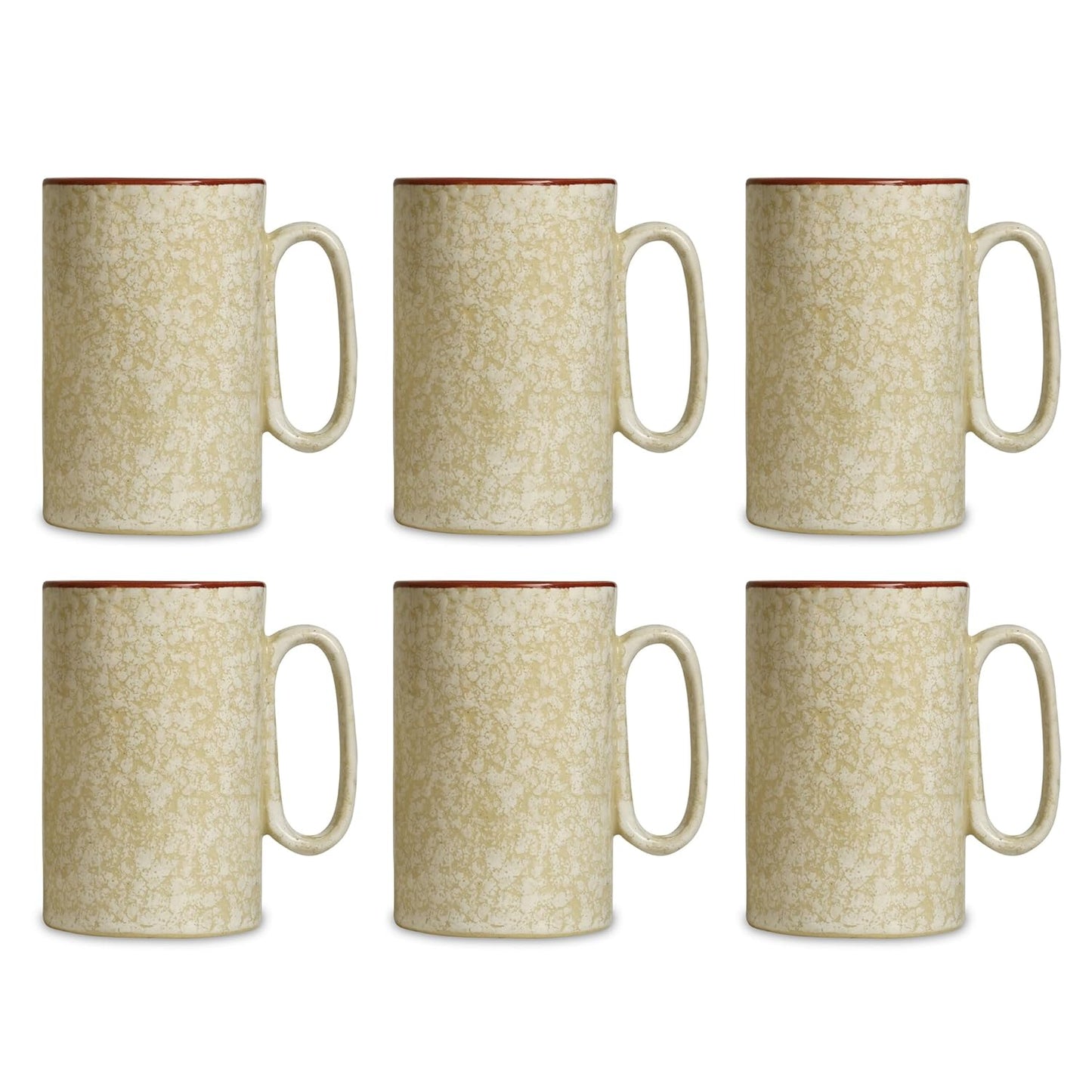 Caffeine Ceramic Stoneware Handmade White & Brown Milk Mug (Set of 6) - Caffeine Premium Stoneware