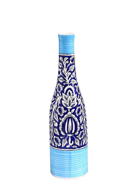 Caffeine Ceramic Handmade Blue Mughal Vase (1 Pc)