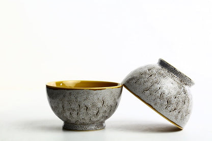 Caffeine Ceramic Handmade White Crackle Nut Serving Bowl (Set of 2) - Caffeine Premium Stoneware