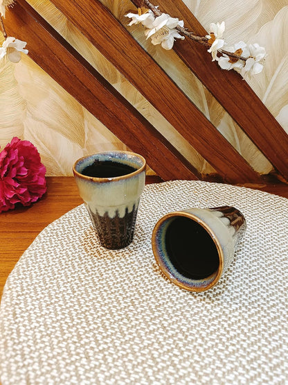 Caffeine Ceramic Handmade Cocoa Black kulhad Cup (Set of 2) - Caffeine Premium Stoneware