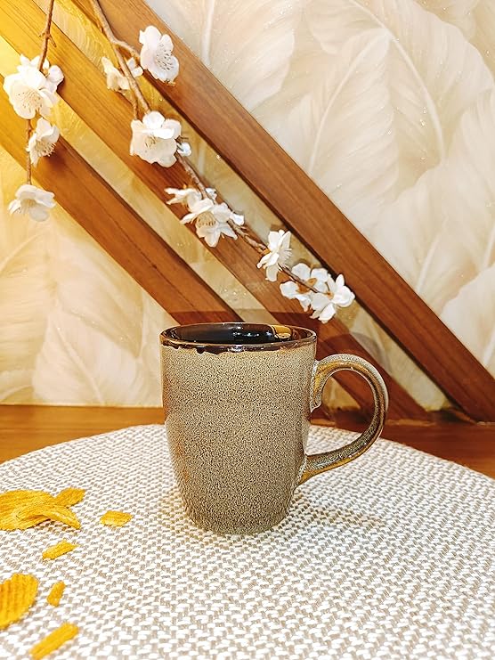 Caffeine Ceramic Handmade Brown Crackle Coffee & Milk Mug Set of 6 - Caffeine Premium Stoneware