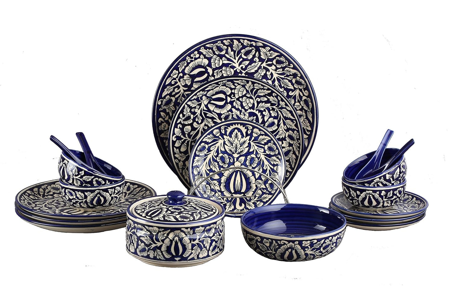 Caffeine Premium Ceramic Handmade Ancient Royal Mughal Combo Dinner Set (25 pcs.)