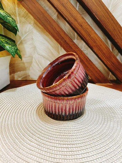 caffeine Ceramic Handmade Red studio Ramekins Bowl(Set of 2) - Caffeine Premium Stoneware