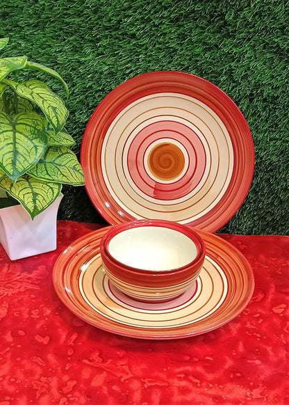 Caffeine Ceramic Handmade Orange Beige Combo Dinner Set (Set of 8) - Caffeine Premium Stoneware