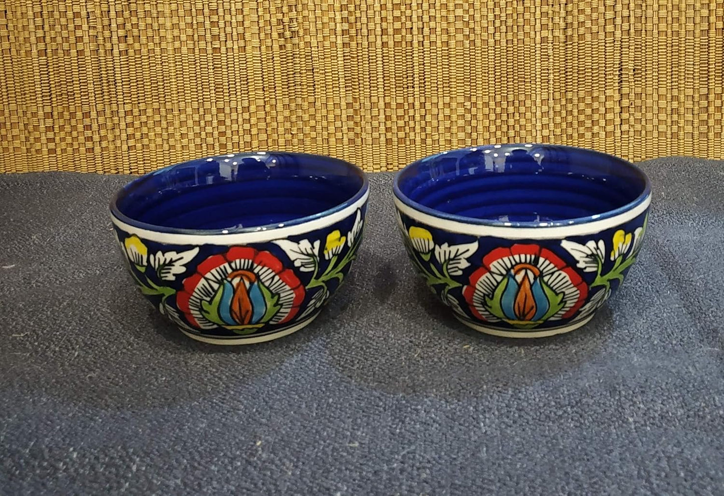 Caffeine Ceramic Handmade Blue Jaipuri Combo Dinner Set (4 pcs.)