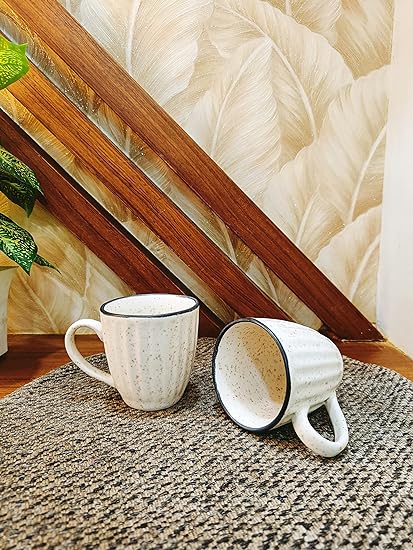 Caffeine Ceramic Handmade White Matte Tea Cup Set of 2 - Caffeine Premium Stoneware