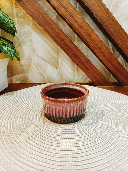 caffeine Ceramic Handmade Red studio Ramekins Bowl(Set of 2) - Caffeine Premium Stoneware