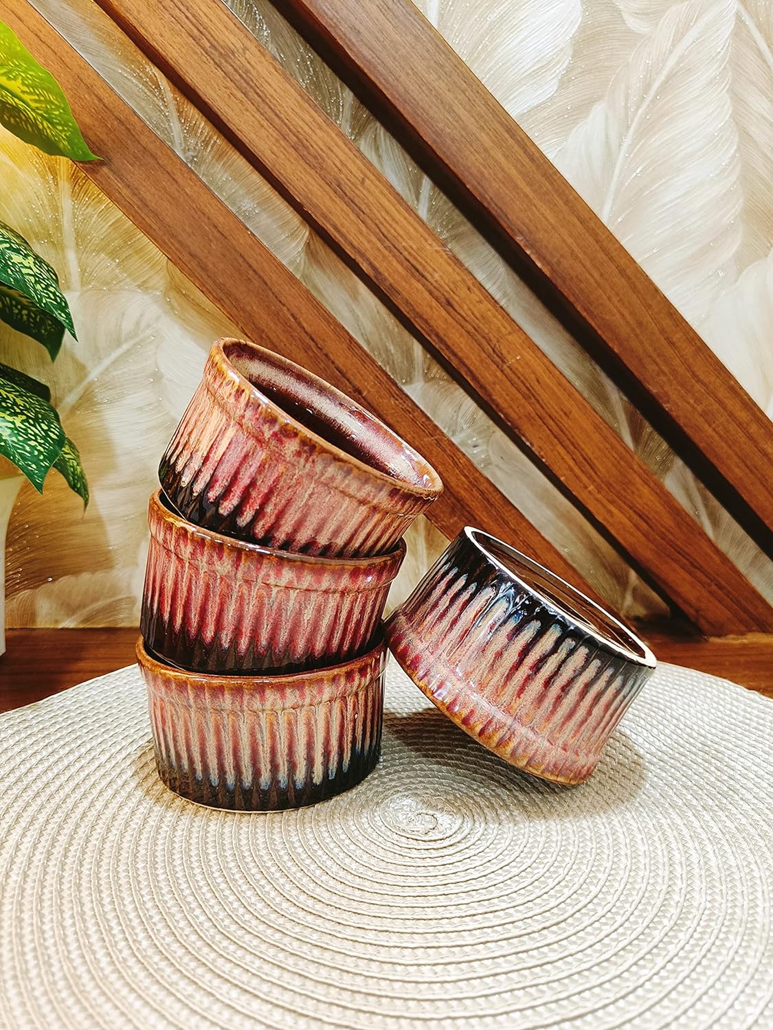 Caffeine Ceramic Handmade Red Studio Ramekin bowl set of 6 - Caffeine Premium Stoneware