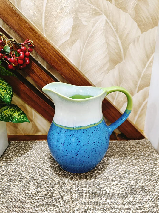 Caffeine Ceramic Handmade Stoneware Lemon Green White & Blue Water jug Set of 1, (1800 ml ) - Caffeine Premium Stoneware