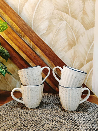 Caffeine Ceramic Handmade White Matte Tea Cup  set of 4 - Caffeine Premium Stoneware