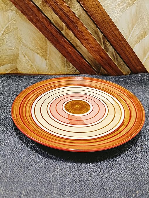 Caffeine Ceramic Handmade Orange Beige Combo Dinner Set (Set of 3) - Caffeine Premium Stoneware