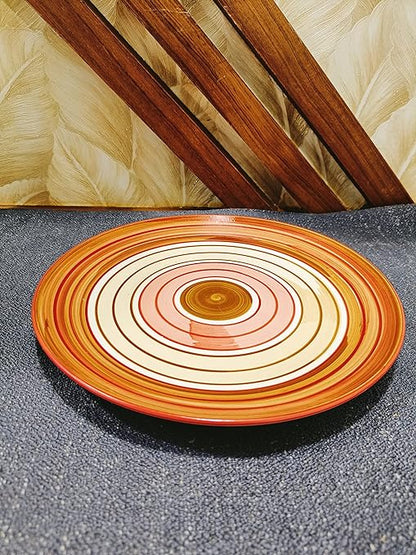 Caffeine Ceramic Handmade Orange Beige Combo Dinner Set (Set of 3) - Caffeine Premium Stoneware