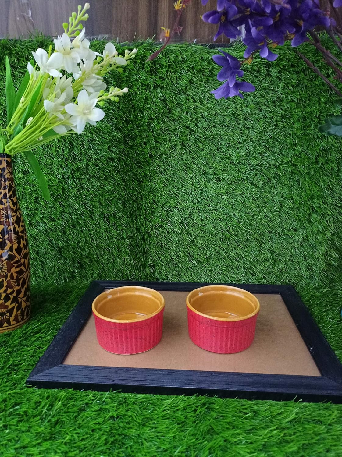 Caffeine Ceramic Handmade Pink & Mustard Ramekin Bowl (Set of 2) - Caffeine Premium Stoneware