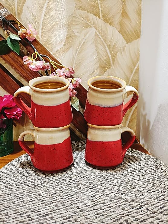 Caffeine Ceramic Handmade Pastel Pink Coffee Mug (Set of 4) - Caffeine Premium Stoneware