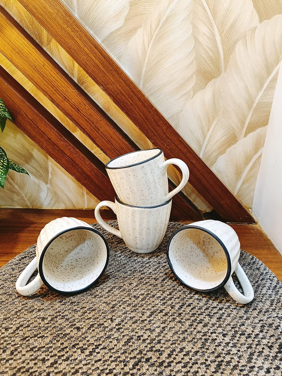 Caffeine Ceramic Handmade White Matte Tea Cup  set of 4 - Caffeine Premium Stoneware