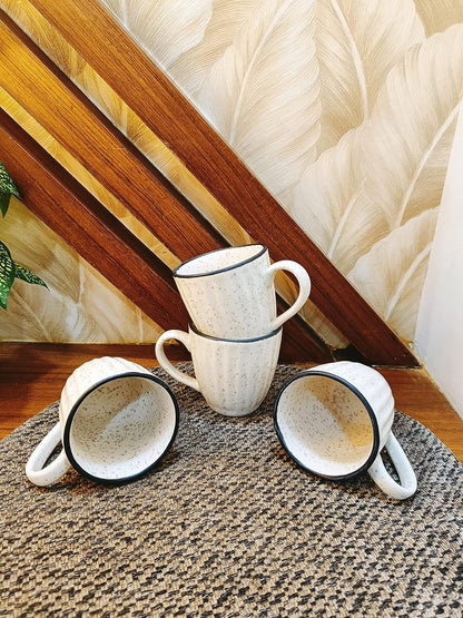 Caffeine Ceramic Handmade White Matte Tea Cup  set of 4 - Caffeine Premium Stoneware