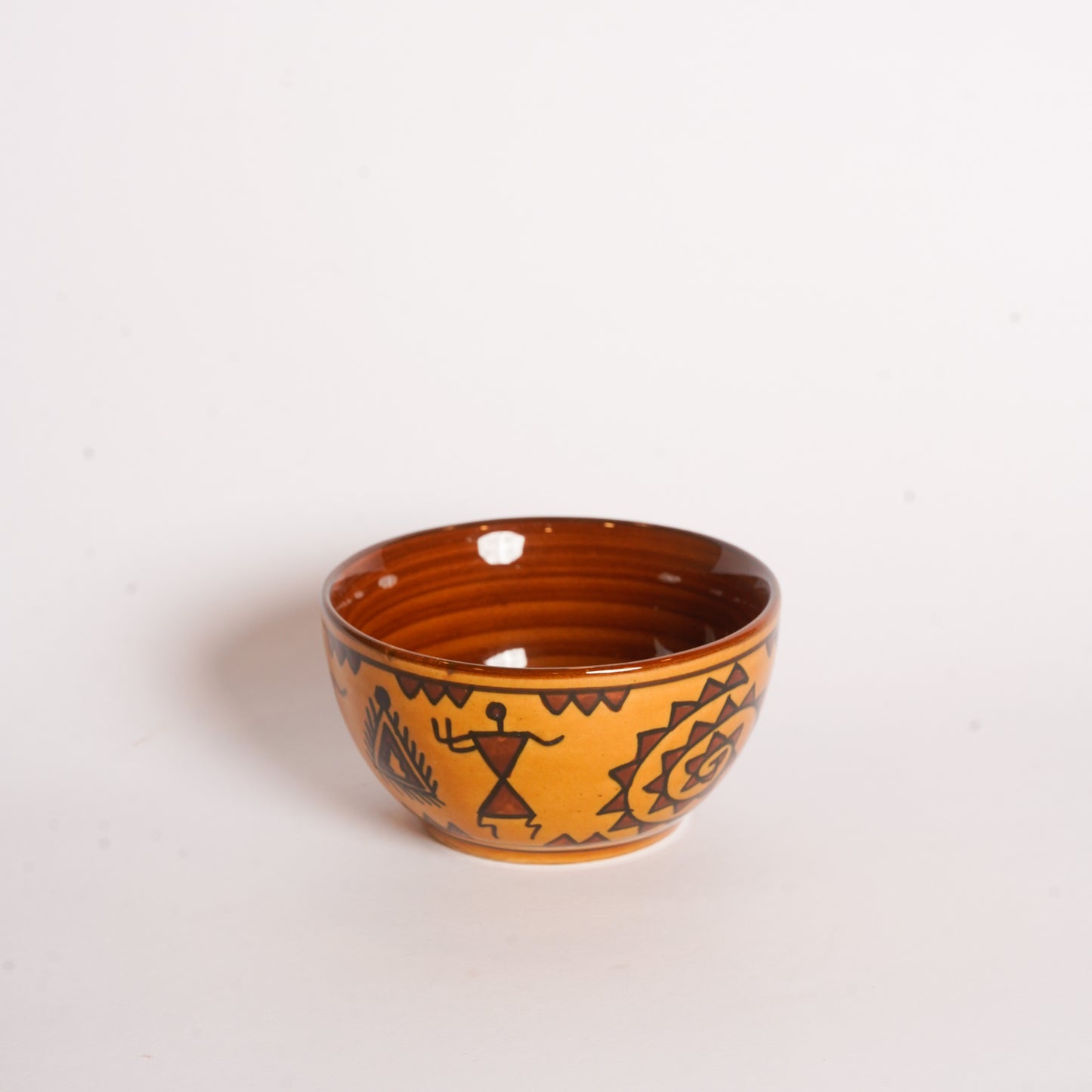 Caffeine Ceramic Handmade Brown Mustard Romani Katori Bowls (Set of 2) - Caffeine Premium Stoneware