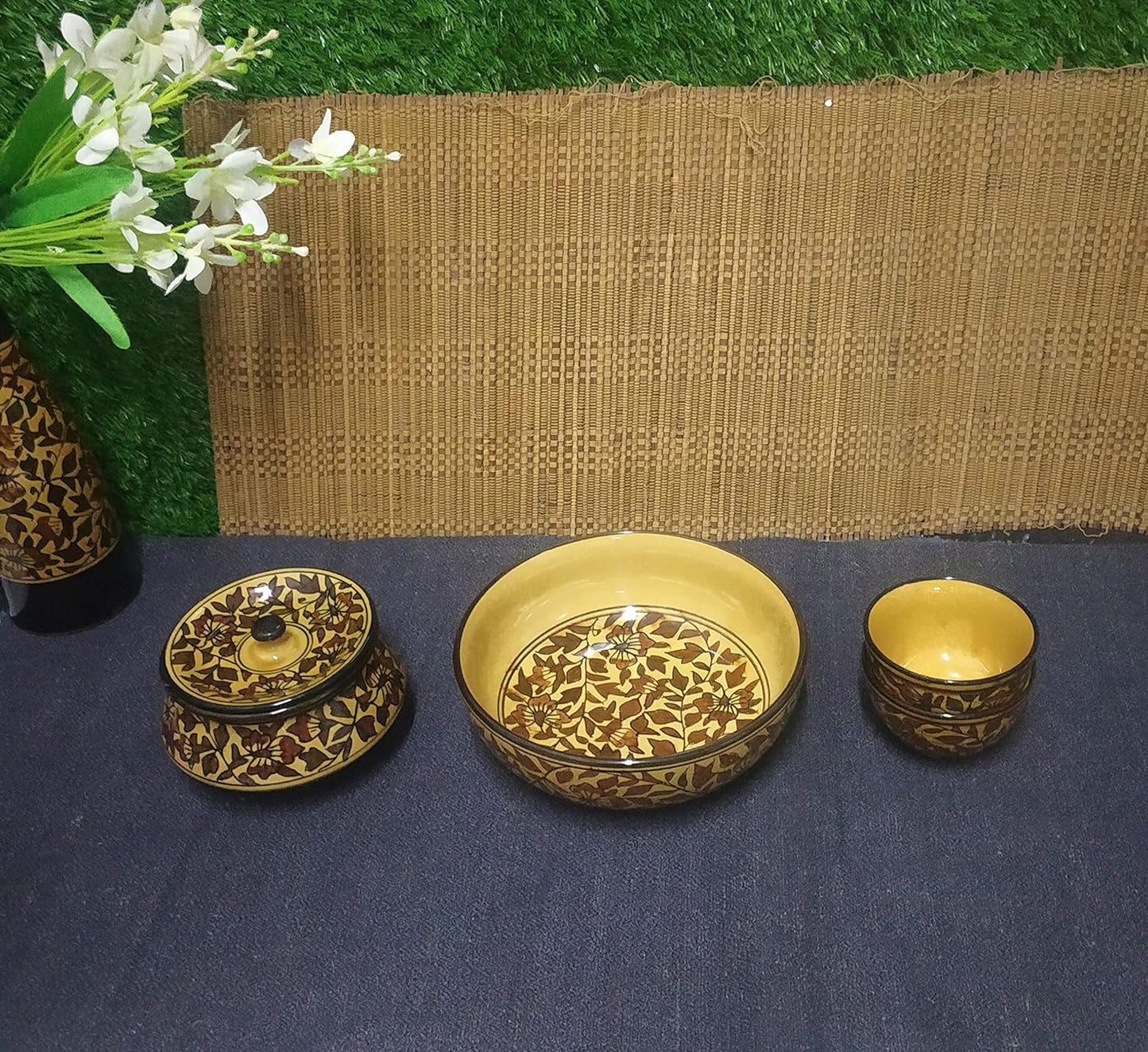 Caffeine Ceramic Handmade Brown Sehra Combo Dinner Set (8 pcs.) - Caffeine Premium Stoneware