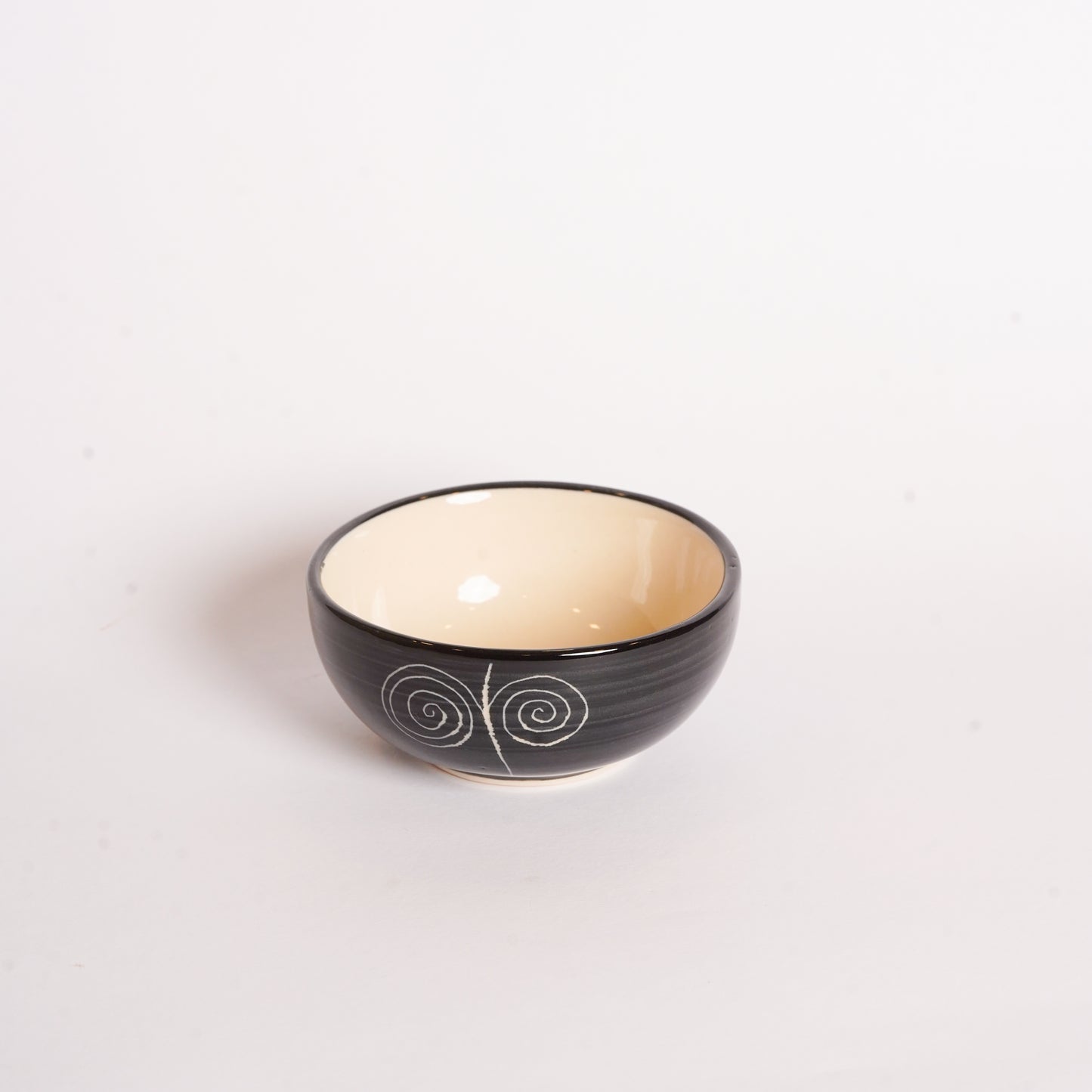 Caffeine Ceramic Handmade Black Doodle Katori Bowl (Set of 4) - Caffeine Premium Ceramic 