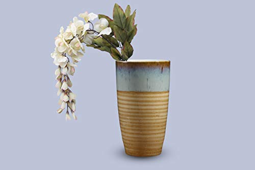 Caffeine Premium Ceramic Handmade Brown Wooden Flower vase (Set of 1)