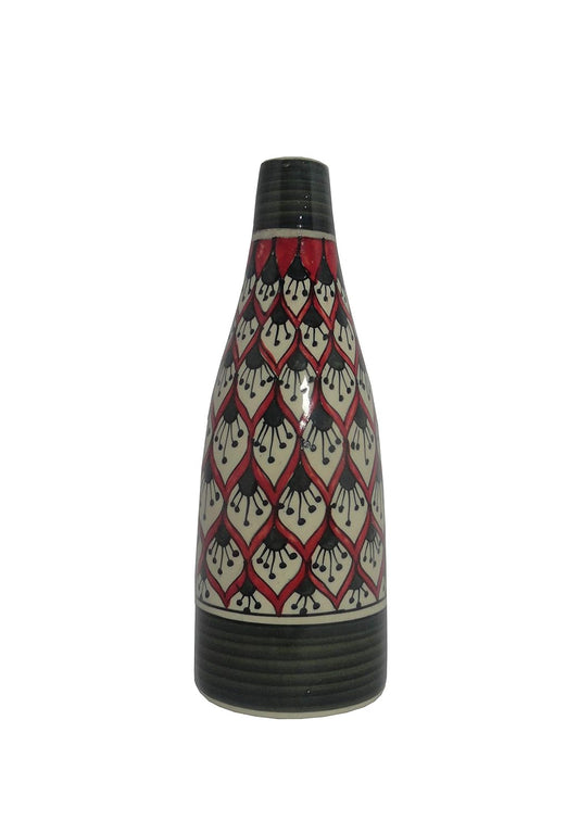 Caffeine Premium Ceramic Handmade Red Morocco Flower vase (Set of 1)