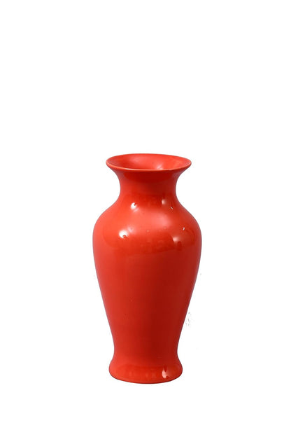 Caffeine Premium Ceramic Handmade Glossy Red Flower Vase for Home Decor (1 Pc)