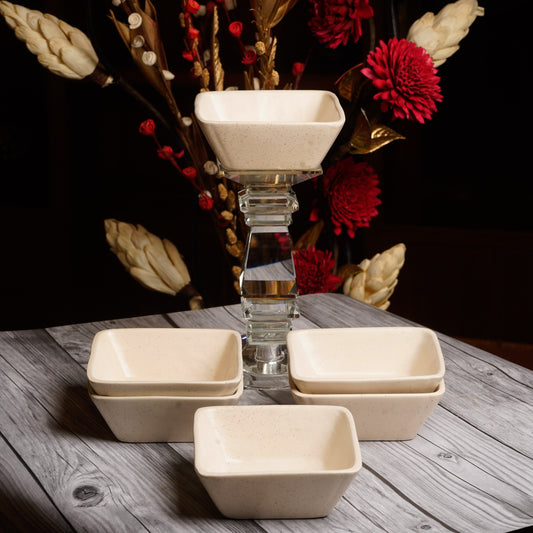 Caffeine Ceramic Handmade White Glossy Katori Bowl (Set of 6) - Caffeine Premium Stoneware