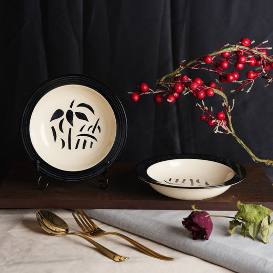 Caffeine Ceramic Handmade Stoneware Black Imperial  7"Soup Plate set of 6 - Caffeine Premium Stoneware