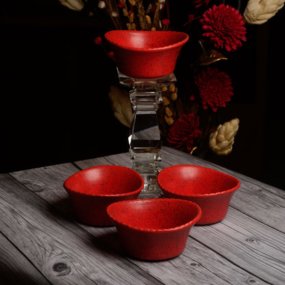Caffeine Ceramic Handmade Red Matte Katori Bowl (Set of 6) - Caffeine Premium Stoneware